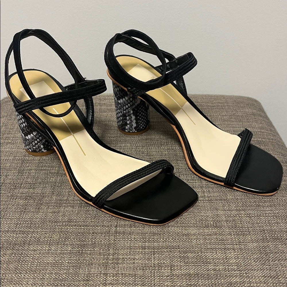 Dolce Vita Black and Gray Strappy Heels 7M